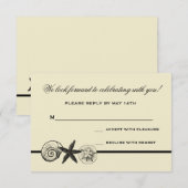 Antwoordkaart Trouwkaart Schelpenschatten RSVP Kaartje (Voorkant / Achterkant)