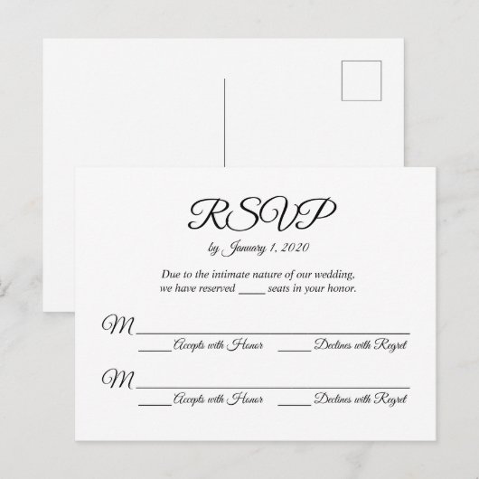 Antwoordkaart Uitnodiging Briefkaart (Voorkant / Achterkant)