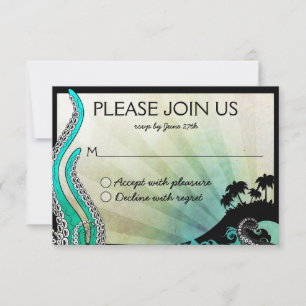 Antwoordkaart voor een ongewone eilandbestemming b RSVP kaartje