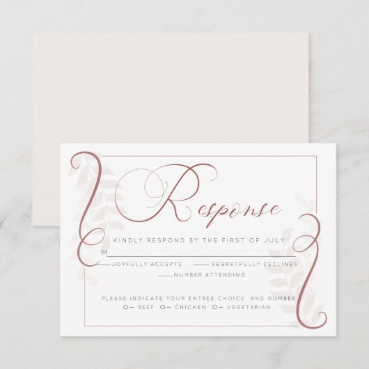 Antwoordkaart voor maaltijdkeuze | Cayenne en Blu Kaart (Voorkant / Achterkant)