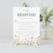 Antwoordkaart voor maaltijdkeuze met wilde bloemen RSVP kaartje (Staand voorkant)