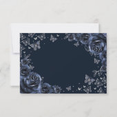 Antwoordkaart voor Navy Silver Quinceanera RSVP Kaartje (Achterkant)