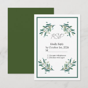 Antwoordkaart voor Olijftak Sage Groen Huwelijk RS RSVP Kaartje