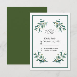 Antwoordkaart voor Olijftak Sage Groen Huwelijk RS RSVP Kaartje