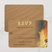 Antwoordkaart voor strandhuwelijk met vreugdevuur kaart (Voorkant / Achterkant)