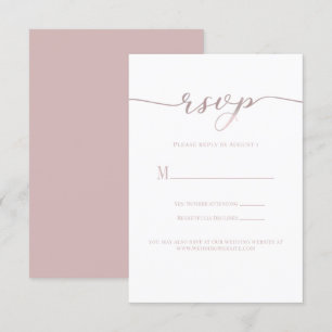 Antwoordkaart voor trouwfeest roze script kaart