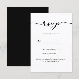 Antwoordkaart voor trouwfeest Zwart Script Kaart