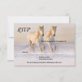 Antwoordkaart voor winter paarden trouwfeest kaart (Voorkant)