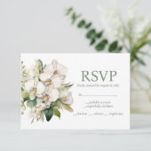 Antwoordkaart voor witte orchideeën menuopties RSV RSVP Kaartje (Staand voorkant)
