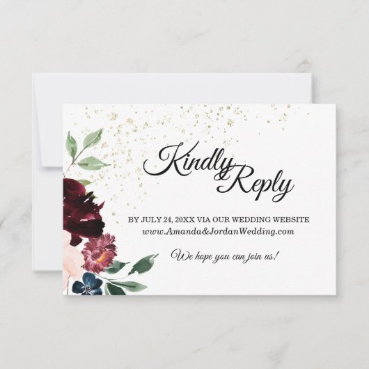 Antwoordkaart voor zomerbruiloft website RSVP kaartje (Voorkant)