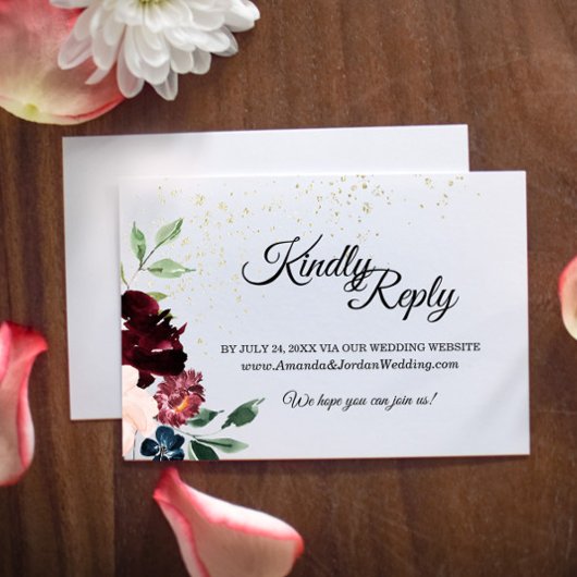 Antwoordkaart voor zomerbruiloft website RSVP kaartje