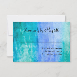 Antwoordkaart Waterverfstrepen Blauwe Davidster RSVP Kaartje