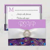 Antwoordkaarten voor trouwfeest Paarse Pauw RSVP Kaartje (Voorkant / Achterkant)