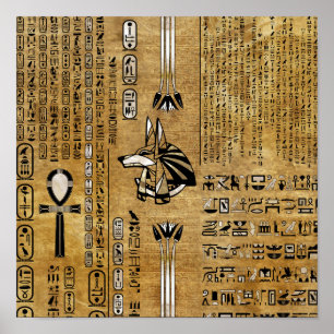 Anubis - Egyptian God -Gold and Pearl Poster