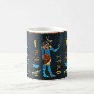 Anubis Egyptisch goud-, blauw- en rood glas Koffiemok