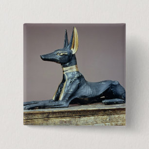 Anubis, Egyptische god van de doden uit een borst Vierkante Button 5,1 Cm