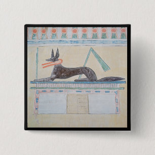 Anubis, Egyptische god van de doden Vierkante Button 5,1 Cm