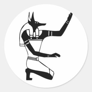 Anubis, Egyptische hiërogliefen Ronde Sticker