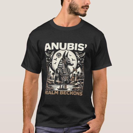 Anubis Egyptische Mythologie Diety Pyramide Ancien T-shirt (Voorkant)