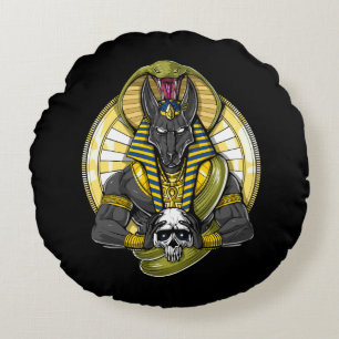 Anubis Egyptische Wolfgod Rond Kussen