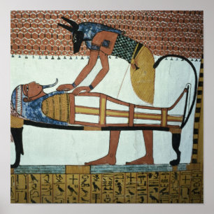 Anubis en een mammie, van de Tomb van Sennedjem Poster