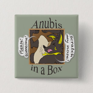 Anubis in een doos (gesloten ogen) vierkante button 5,1 cm