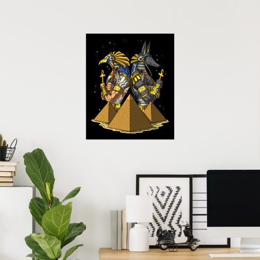 Anubis Ra Egyptian Gods Ancient Pyramids Mythology Poster (Thuiskantoor)