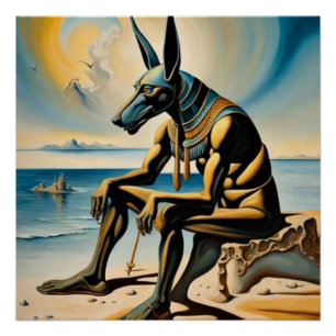 Anubis rust op het strand perfect poster