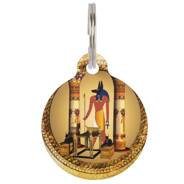Anubis tegen gouden achtergrond huisdierpenning (Achterkant)