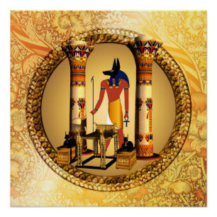 Anubis tegen gouden achtergrond perfect poster