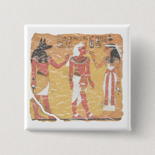 Anubis, Tut, Osiris Vierkante Button 5,1 Cm