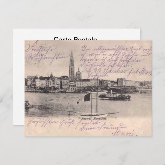 Anvers, carte réplique c. 1900 (Devant / Derrière)