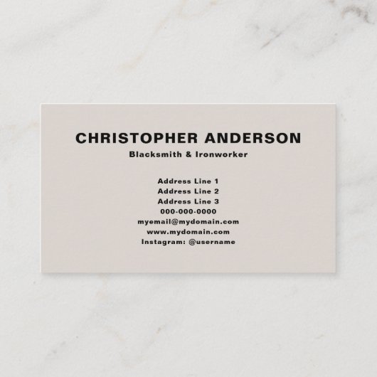 Anvil & Blacksmith Visitekaartje (Achterkant)