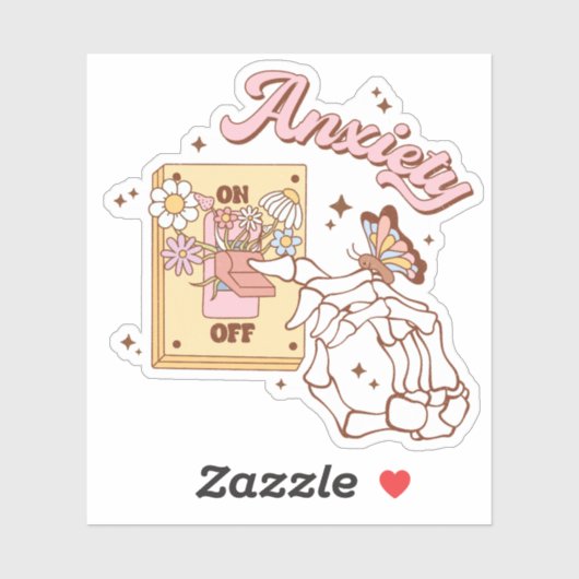 Anxiété mignonne sur interrupteur Sticker Vinyl (Feuille)