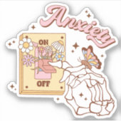Anxiété mignonne sur interrupteur Sticker Vinyl (Devant)