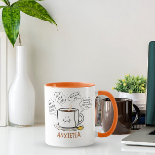ANXIETEA Coffee Mok - 15 oz Funny Cartoon Design