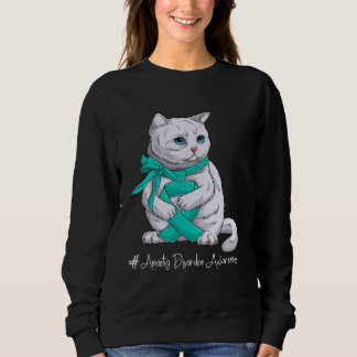 Anxiety Disorder Awareness Month Teal Ribbon Cat Trui