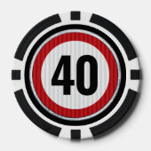 ANY AGE 40th Birthday Speed Limit Sign Poker Chips (Voorkant)