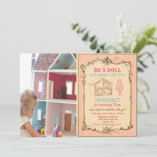 ANY AGE - Baby Doll Party Verjaardagsuitnodiging Kaart (Staand voorkant)