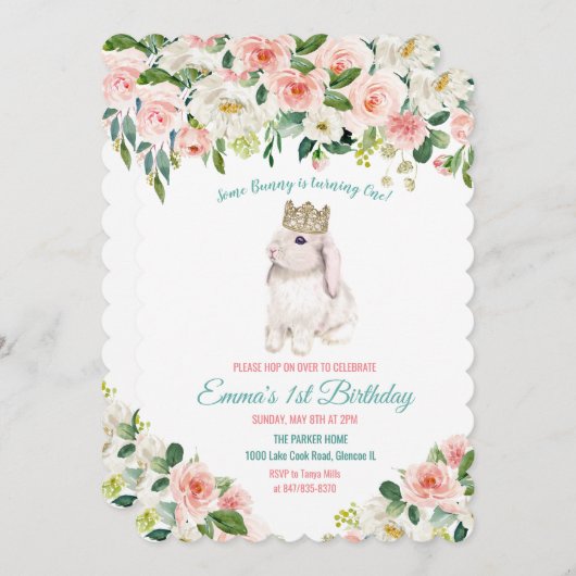 ANY AGE - Bunny Waterverf Verjaardagsuitnodiging Kaart (Voorkant / Achterkant)