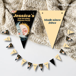 Any Age  Celestial Pyjama Verjaardag Zwart Vlaggetjes