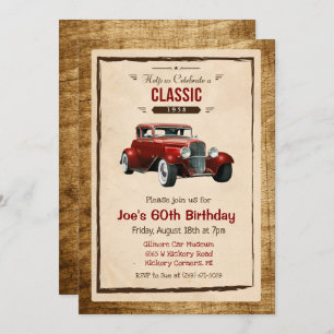 ANY AGE -  Classic Car Verjaardagsuitnodiging Kaart