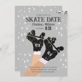 Any Age Gray Disco Roller Schaats Verjaardag Kaart (Voorkant / Achterkant)