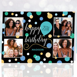 Any Age Happy Birthday aangepaste foto Blauwgroen Kaart