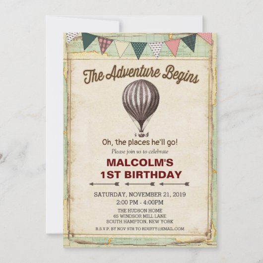 ANY AGE - Hete Luchtballon Verjaardag uitnodiging (Voorkant)