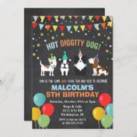 ANY AGE - Hond Puppy Verjaardag Krijt Uitnodiging