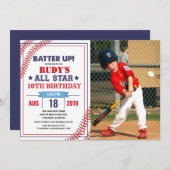 ANY AGE - Honkbal Verjaardag Foto uitnodiging (Voorkant / Achterkant)