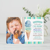 ANY AGE - Ice Cream Boy Verjaardag uitnodiging (Staand voorkant)