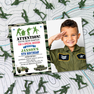 ANY AGE - Militaire Verjaardag Foto uitnodiging
