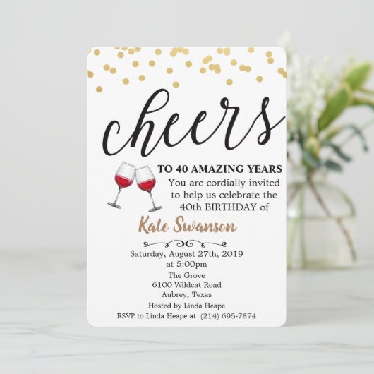 ANY AGE - Proost Wijn Verjaardag Uitnodiging (Staand voorkant)